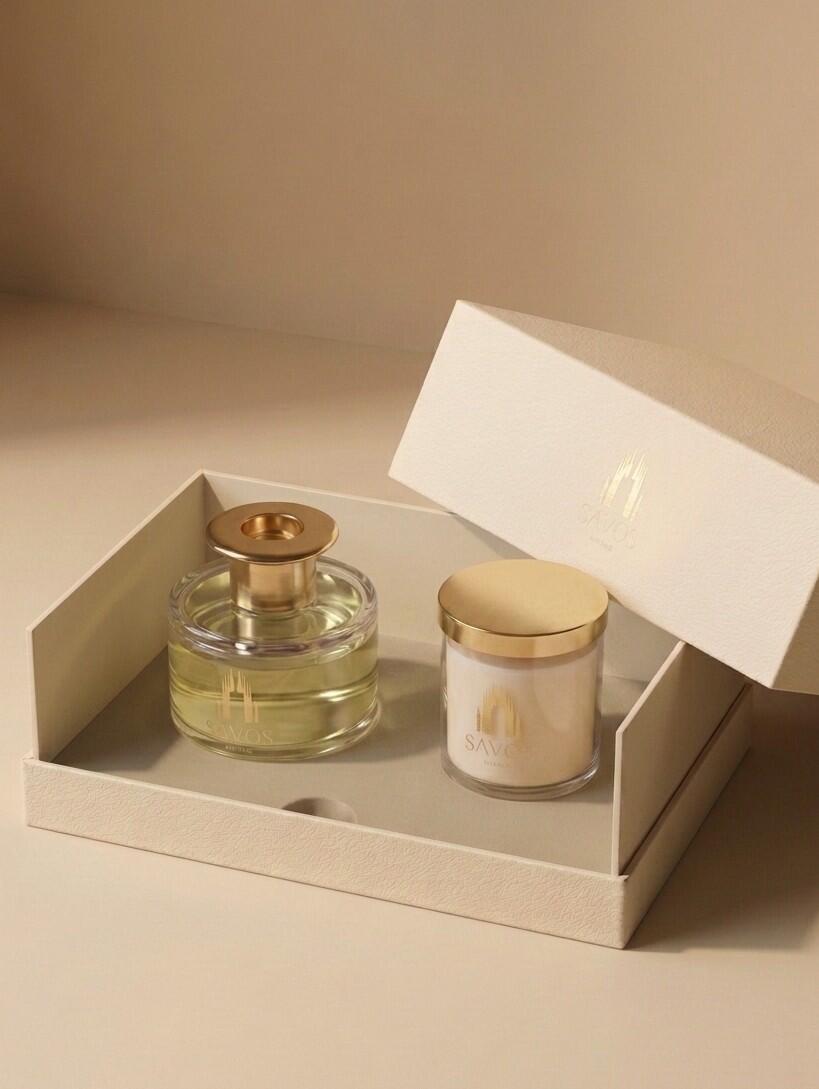 Savos branded candle gift set — corporate gifting private label candles